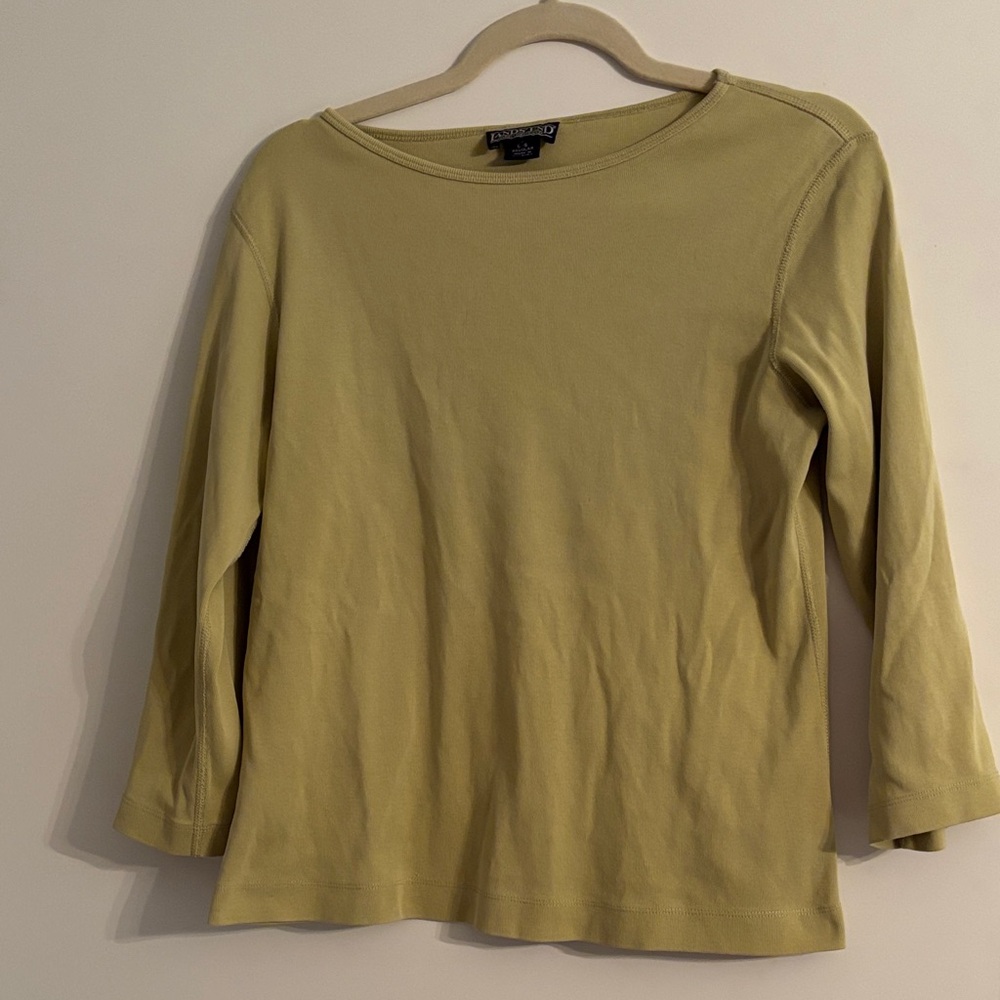 Lands’End  100% cotton, Long Sleeve Top in Light Olive size S (6-8)